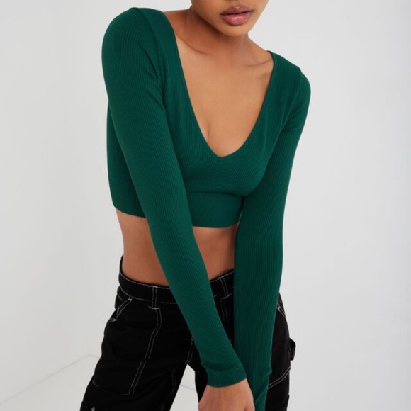 Garage Long Sleeve Seamless Top - Dark Green - Picture 3 of 7